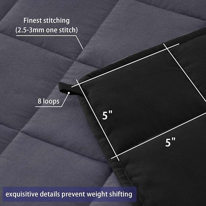 yescool Weighted Blanket for Adults (20 lbs, 88x 104”, Grey& Black) Cooling Heavy Blanket for Sleeping Perfect for 190-210 lbs, Queen Size Breathable Blanket with Premium Glass Bead, Machine Washable