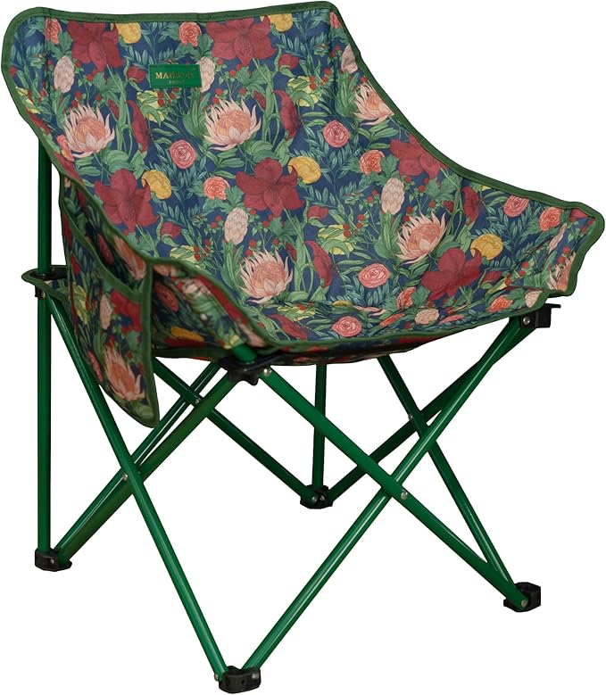 MAGRACE Folding Camping Chairs, Floral Printed, Durable 600D Oxford & Alloy Steel Support, Hiking Beach Fishing Patio Lawn (Floral)