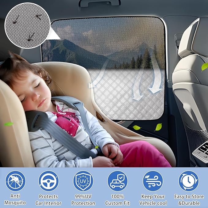 ZATOOTO Car Side Window Sun Shade for Honda CR-V 2017-2022, Double Layer Window Cover with Breathable Mesh Screen and Reversible Blackout Window Shade Design Privacy Curtain & UV Protection