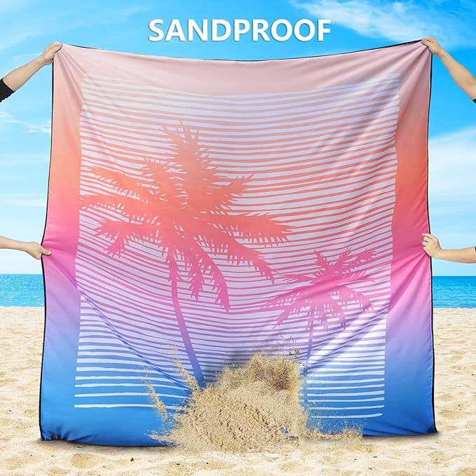 HIHOHO Beach Blanket Waterproof Sandproof Extra Large Beach Mat 79" X 83"/120"x108"for 1-8 Adults Quick Drying Durable Outdoor Picnic Mat for Beach Travel Camping Hiking