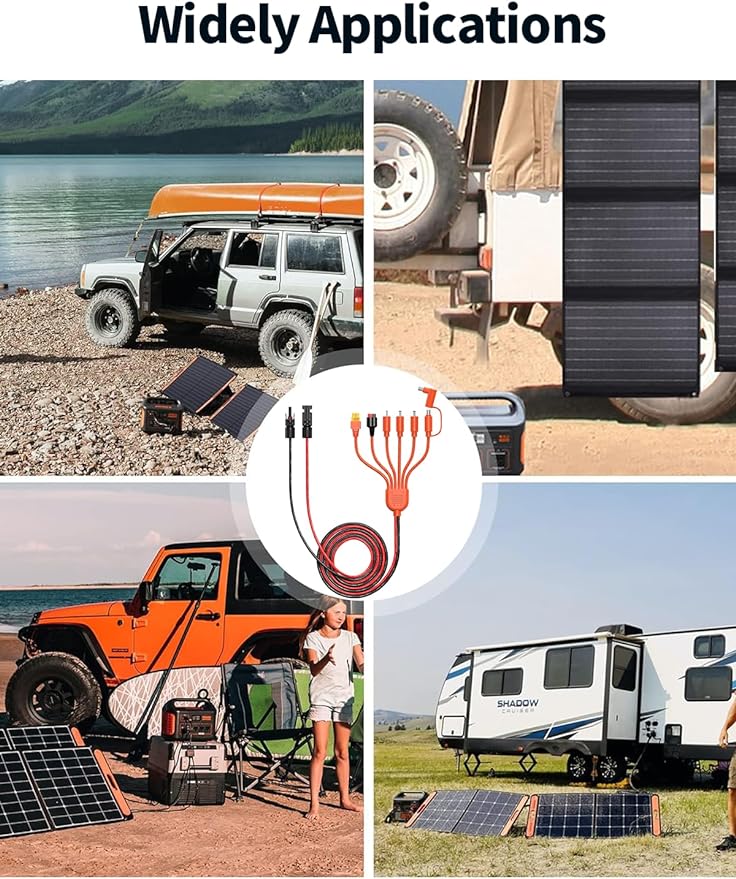 Tonton 7-in-1 Solar Panel Connector Kit, Universal M-C-4 Cable to DC 8mm XT60 Anderson Adapter for RC Battery RV GZ Yeti Jackery Ecoflow River Renogy Power Station, Generator