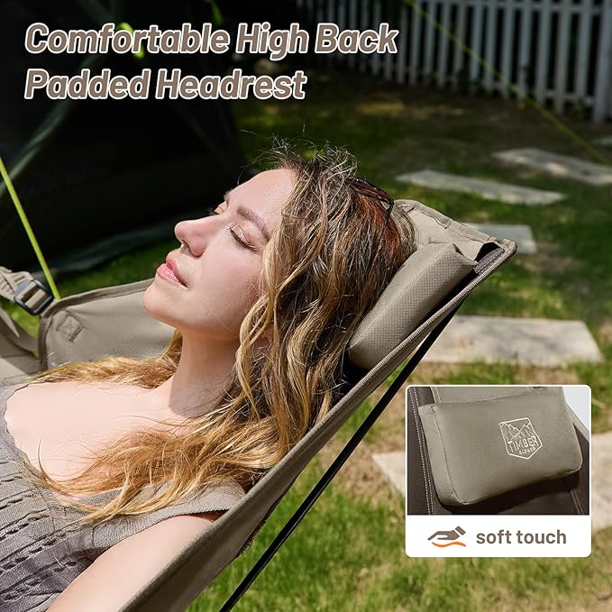 TIMBER RIDGE Hammock Camping Chair with Adjustable Backrest, Heavy Duty Folding Hammock Chair Supports 300lbs, Portable Hammock Chair for Camping, Travelling and Patio, Tan 2 Pack