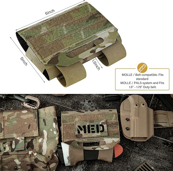 PETAC GEAR Tactical Ifak Pouch,Molle First Aid Micro Trauma Kit Military，Belt Medical Survival Pouches.(Bag Only)