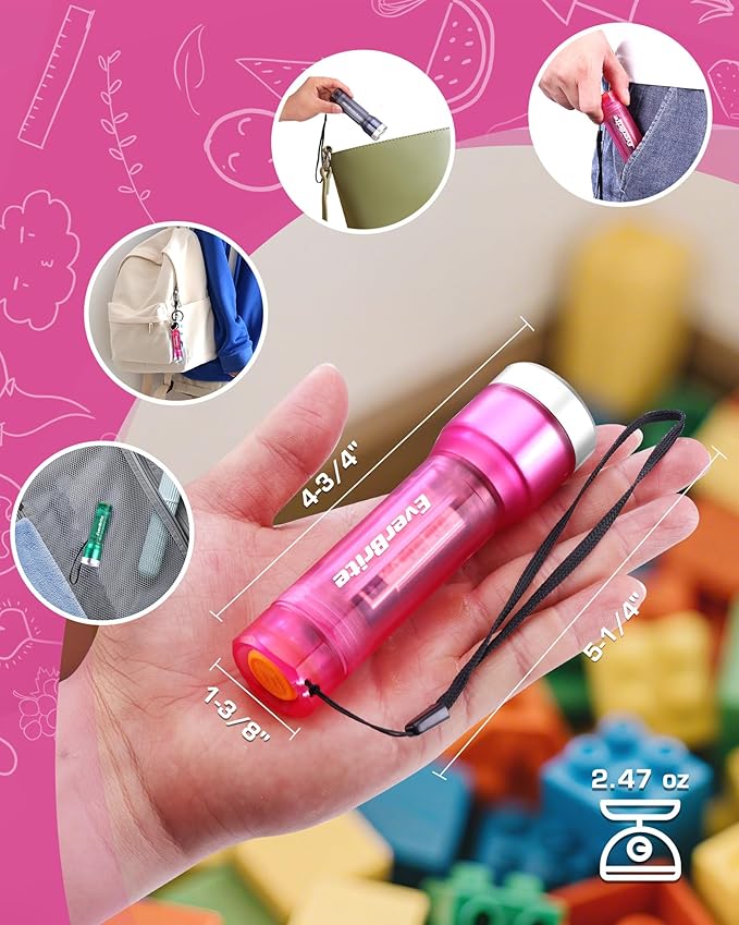 EverBrite 3-Pack Small Flashlight, Compact LED Flashlights with 3 Modes, Water-Resistant Mini Flashlight for Home, Camping, and Emergencies, 3 AAA Batteries Included, Assorted Colors