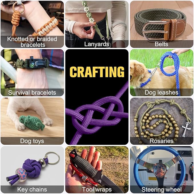 Paracord Rope 750 lb - 1000ft 5/32" Parachute Cord 4MM 12-Strand para Cord - Heavy Duty Spool String for Survival,Camping Gear, Survival Bracelet, Clothesline - Purple
