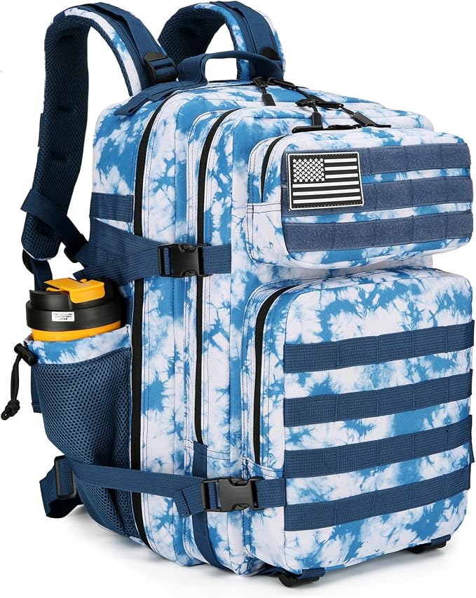Lovelinks21 45L Tactical Assault Backpack 3 day assault pack with Molle Waterproof backpack Rucksack for Tactical Backpacks (Blue coral)