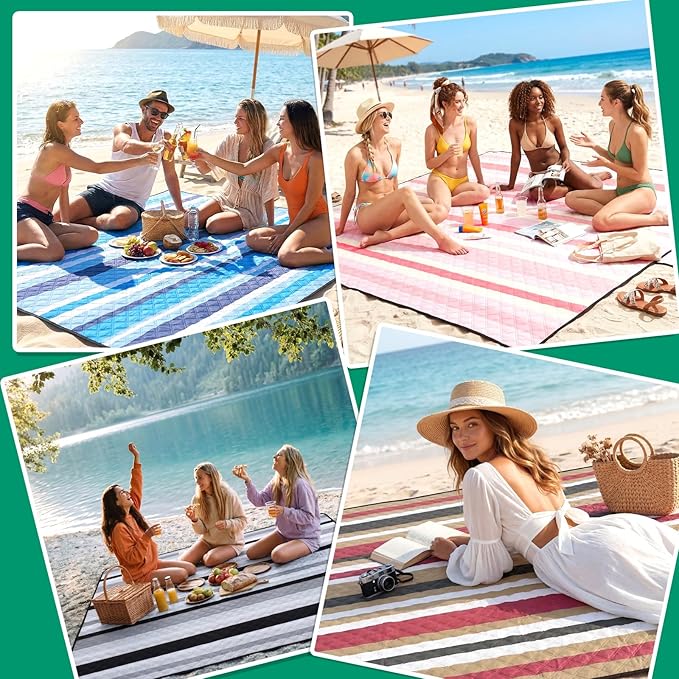 Waterproof Picnic Blanket Beach Outdoor Camping Mat Extra Large Foldable Cute Big Travel Essential Accessories Gift Park Patio Lawn Garden Grass Ground Play Music Festival Concert Must Have