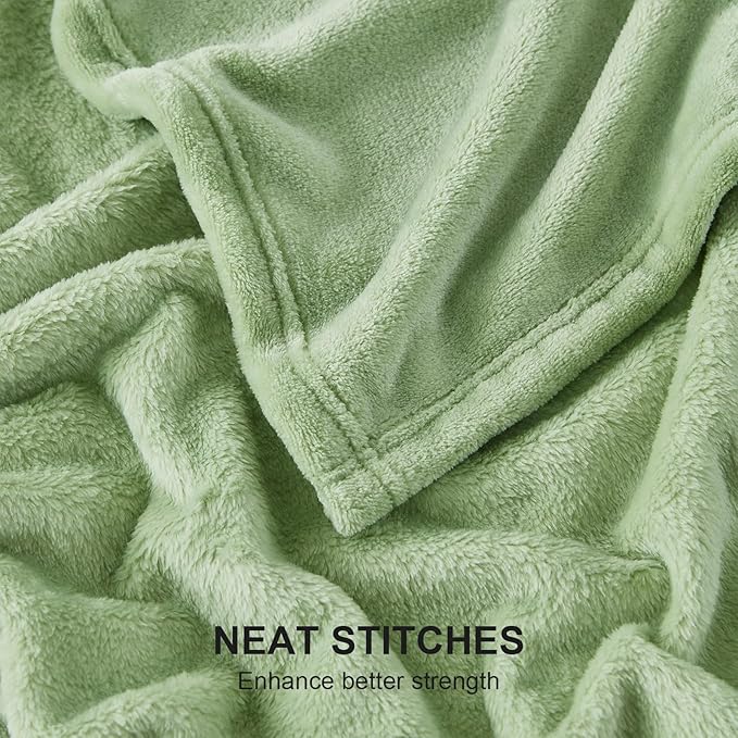 Hansleep Fleece Sage Green Throw XL Blanket, Super Soft Flannel Fuzzy Plush Cozy Blanket for All Seasons, Sage Green, Throw XL 50x70 Inches