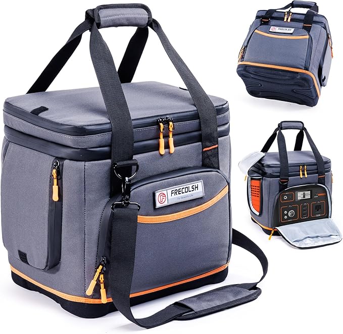 Double-Layer Travel Carrying Case for Jackery Explorer 500 – Portable Power Station Storage Bag with Molded Hard Bottom, Side Ventilation, and Front Pockets for Jackery Accessories & Solar Generator