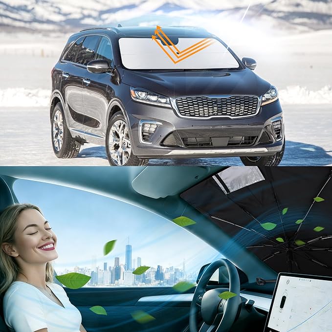 Windshield Sun Shade Umbrella Accessories Compatible with 2016 2017 2018-2020 Sorento for Kia Foldable Sunshade Sun Visor Blocks UV