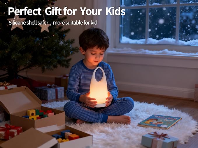 Portable Night Light Table Lamp 2 in 1 Charging LED Camping Lantern Waterproof 3-Levels Dimming&Silicone Shell Shatterproof Survival Kits for Indoor Outdoor Home Emergency Light Power (Warm Light)