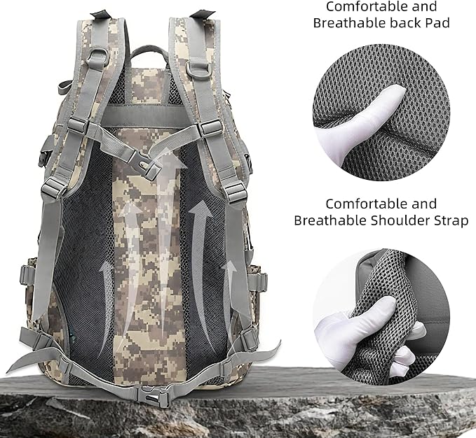 aiGear 25L Waterproof Tactical Backpack - Military Molle Assault Backpack for Men, 3-Day Combat Backpack with Water Bottle Holder(25L ACU)
