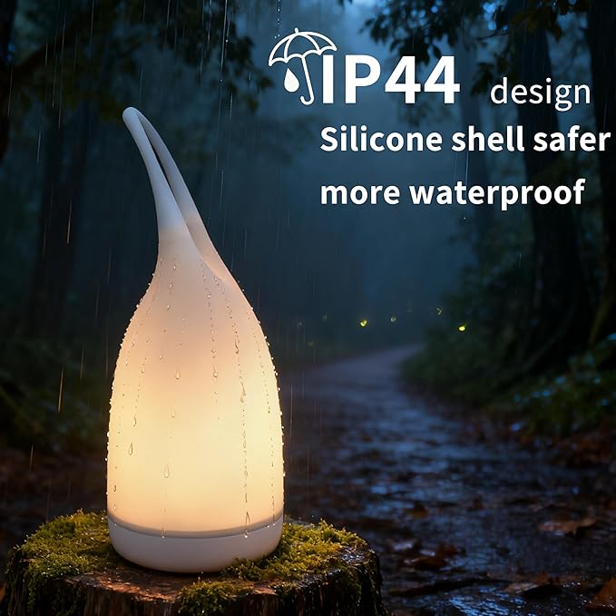 Portable Night Light Table Lamp 2 in 1 Charging LED Camping Lantern Waterproof 3-Levels Dimming&Silicone Shell Shatterproof Survival Kits for Indoor Outdoor Home Emergency Light Power (Warm Light)
