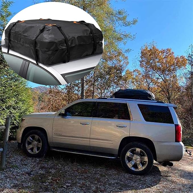 600D Waterproof Cargo Carrier Universal Luggage Bag Storage Cube Bag for Travel Camping, Black