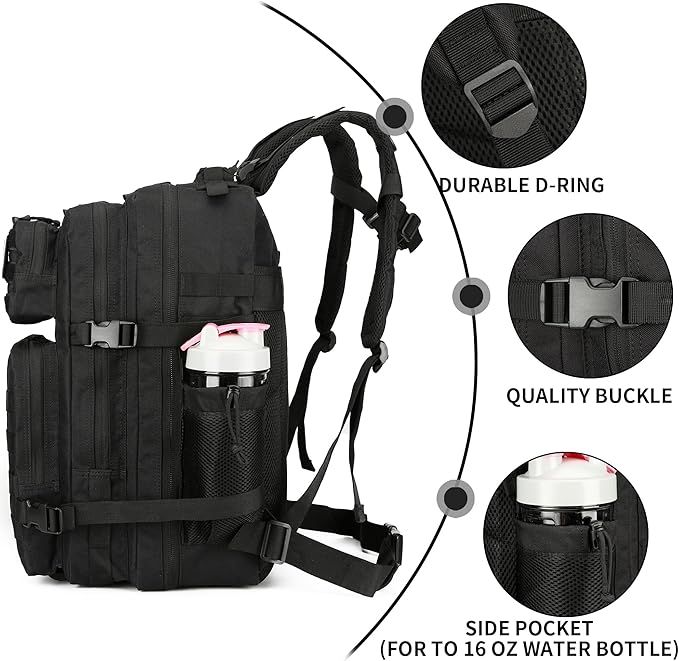 Lovelinks21 45L Tactical Assault Backpack 3 day assault pack with Molle Waterproof backpack Rucksack for Tactical Backpacks (Black-2)