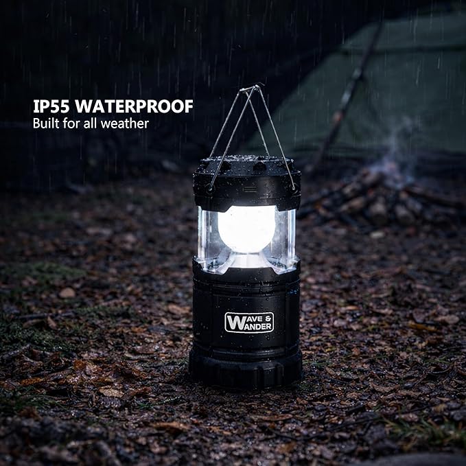 Solar & Rechargeable LED Camping Lantern - IP55 Waterproof, Hanging Hooks, Power Bank, Magnetic Base, Bright & Portable - Campervan, Camper, Hiking, Outdoor, Power Outage