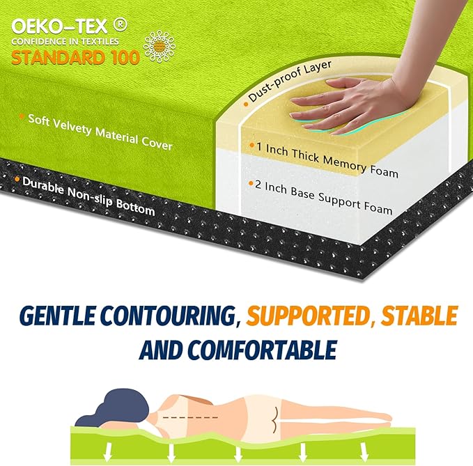 CYMULA Memory Foam Camping Mattress Pad, CertiPUR-US Sleeping Mat, Portable Roll Up Mattress for Adults, Camping Bed Pads for Sleepover, Car Bed with Travel Bag