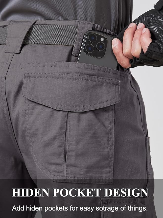 CNBQDD Mens Work Pants Cargo Tactical Construction for Men Ripstop Water Repellent Lightweight Outdoor Hiking with Pockets