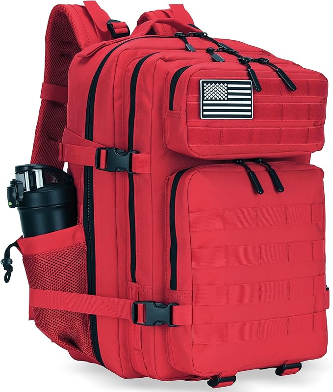 Lovelinks21 45L Tactical Assault Backpack 3 day assault pack with Molle Waterproof backpack Rucksack for Tactical Backpacks (Red)