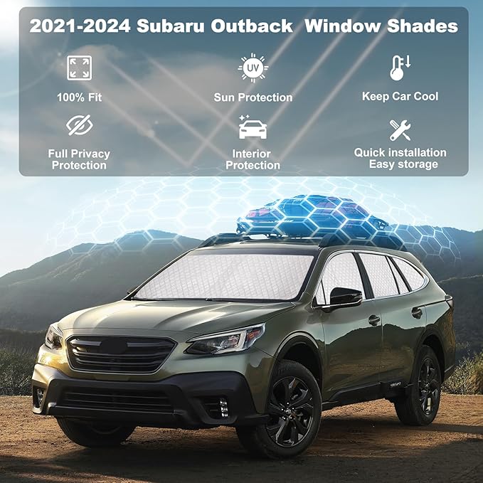XCBYT 2021–2024 Outback Full Coverage Window Shades | 6-Layer Blackout Insulated Sun & UV Protection | Custom Fit Privacy Covers for Camping, Sleeping & Car Living (8 PCS)