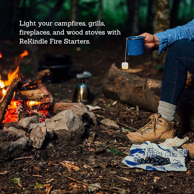 Bee's Wrap ReKindle Natural Fire Starters - 25 Fires - Made in USA Fire Starter from Organic Beeswax Wraps for Food - Safe for Indoor/Outdoor Use