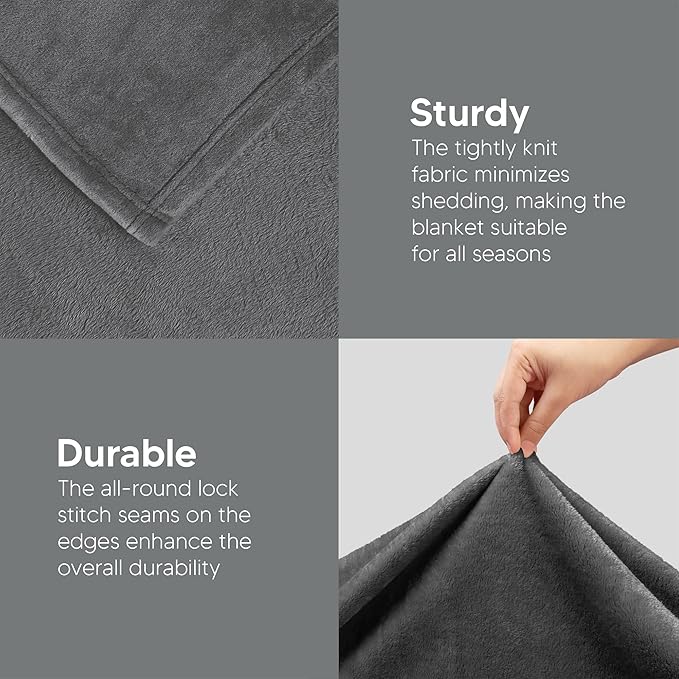 Utopia Bedding Fleece Blanket Throw XL Size Grey (50x70 Inches) Ultra Soft Warm Lightweight Anti-Static Cozy Winter Blanket for Bed, Couch, Sofa and Chair, All-Season Home Decor Gift for Men & Women