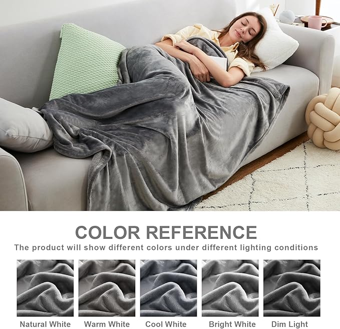 Hansleep Fleece Blanket Twin Size Grey, Soft Cozy Twin Blanket, Fuzzy Flannel Blanket for Bed, Sofa, Couch, Travel, Camping, 60 x 80 Inches