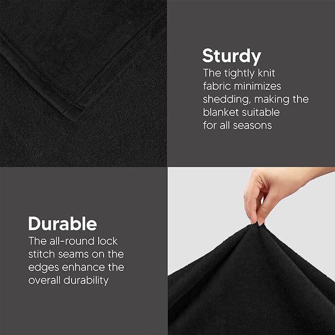 Utopia Bedding Fleece Blanket Throw Size Black 300 GSM Luxury Anti-Static Fuzzy Soft Microfiber Blanket for Couch, Sofa and Bed (50x60 Inch)