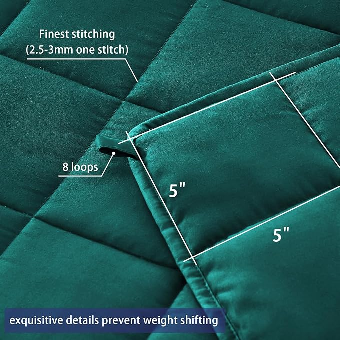 yescool Weighted Blanket for Adults (20 lbs, 60” x 80”, Dark Green) Cooling Heavy Blanket for Sleeping Perfect for 190-210 lbs, Queen Size Breathable Blanket with Premium Glass Bead, Machine Washable