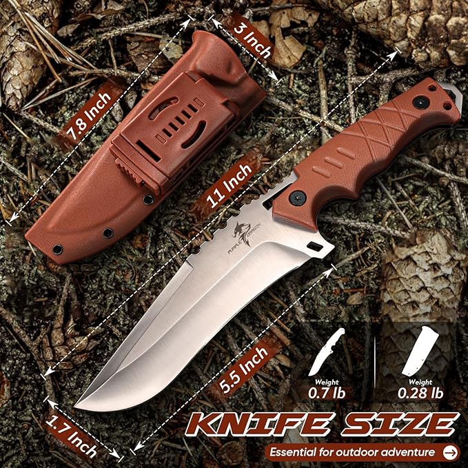 Purple Dragon Camping Knife with Sheath - D2 Steel Survival Knives for Bushcraft - Ergonomic G10 Handle Outdoor Survival Gear Christmas Gift for Men and Women