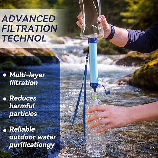 Hoteam 6 Pack Personal Water Filter Straws for Hiking & Camping Portable Emergency Water Purifier for Outdoor Backpacking Travel Disaster Preparedness Removes 99.99% of Dust