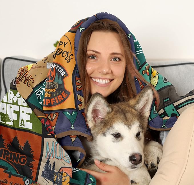 Camping Gifts Blanket 80"X 60", Cool Camping Gifts for Women/Men - Funny Present for Rv Camp - Camper Gifts for Boy/Girl - Best Camper Gift Ideas - Summer Camp Souvenirs Gifts Throw