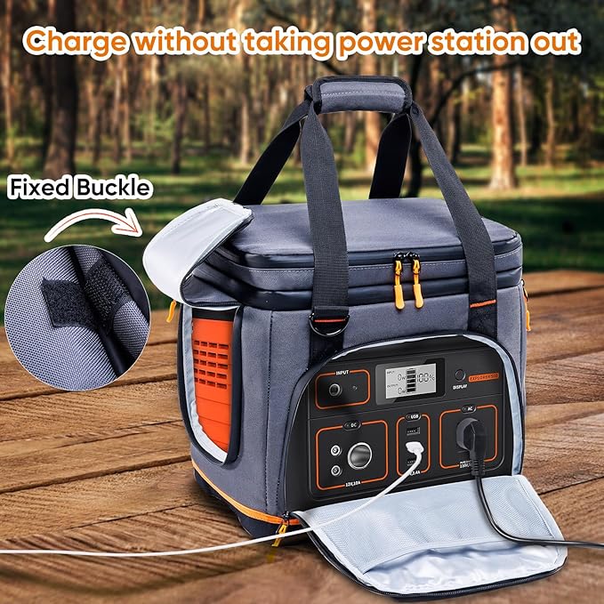 Double-Layer Travel Carrying Case for Jackery Explorer 500 – Portable Power Station Storage Bag with Molded Hard Bottom, Side Ventilation, and Front Pockets for Jackery Accessories & Solar Generator