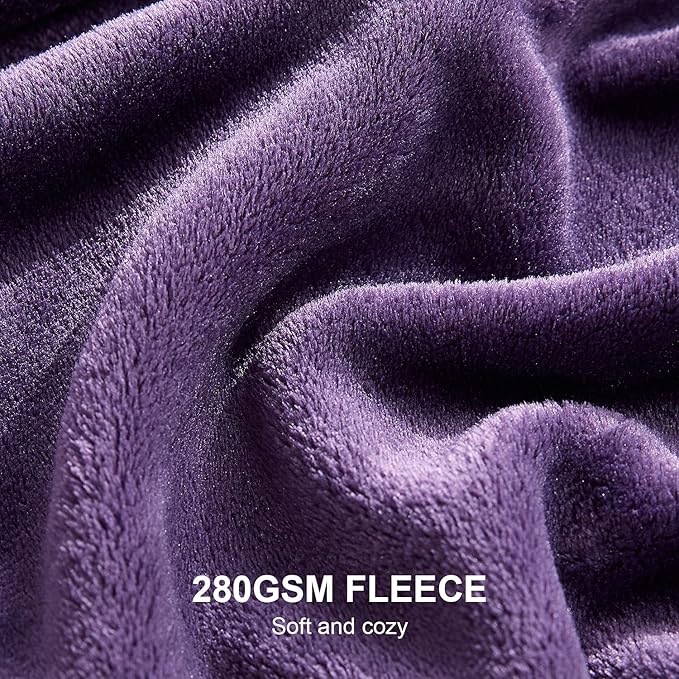 Hansleep Fleece Blanket Twin Size Purple, Soft Cozy Twin Fuzzy Flannel Lightweight Blanket for Bed, Sofa, Couch, Travel, Camping, Purple, 60x80 Inches