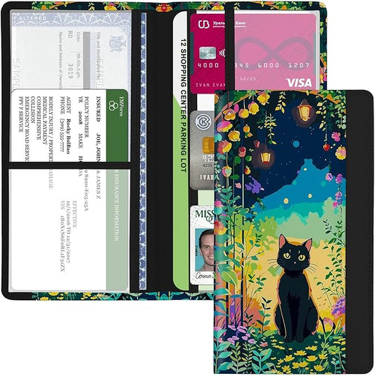 Car Registration and Insurance Holder, with Magnetic Closure for License, Cards and Documents, All Vehicle Needs and Car Accessories (Cat)