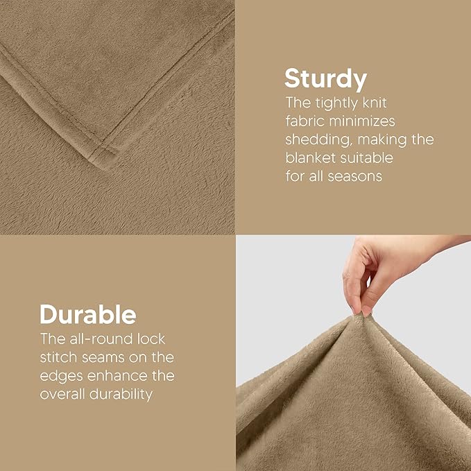 Utopia Bedding Fleece Blanket Throw Size Camel 300GSM Luxury Anti-Static Fuzzy Soft Microfiber Blanket for Couch, Sofa and Bed (50x60 Inch)