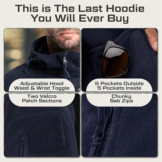 Baerskin Tactical Hoodie Jacket for Men 4.0 - Military Style Fleece Sweater for Cold, Rain, Wind or Snow