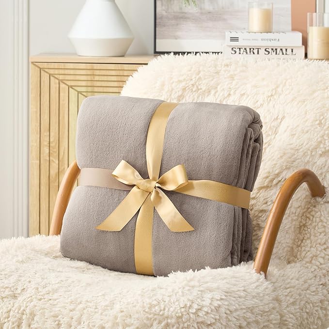 Hansleep Fleece Mocha Brown Full Blanket, Super Soft Flannel Fuzzy Plush Cozy Blanket for All Seasons, Mocha Brown, Full 84x90 Inches