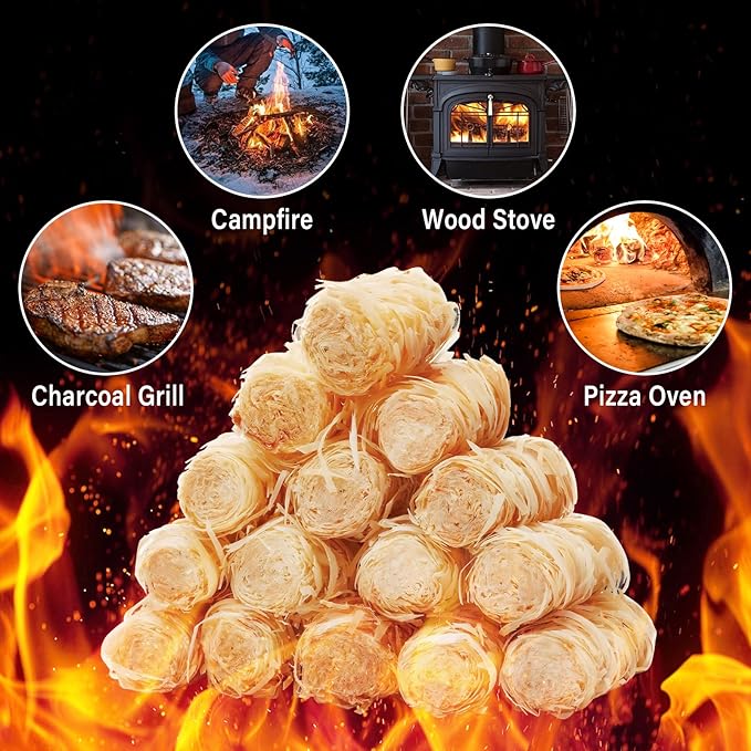 HGD Fire Starter(32pcs), Natural Charcoal Starters, Firestarters for Indoor Fireplace, BBQ, Campfire, Wood Stove, Chimney, Fire Pit, Grill, Smoker, Indoor Outdoor Use, Weather-Resistant