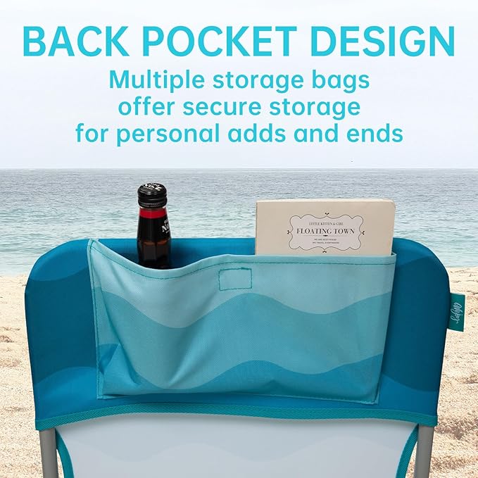 #WEJOY Folding Beach Chair for Adults, Lightweight Beach Chair with Shoulder Straps, High Back Camping Chairs with Hard Armrest, Supports 300lbs for Outdoor Lawn Concert
