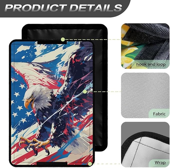 Eagle and American Flag RV Door Window Shade Cover, Foldable Sun Shade Windshield Blackout Shower Curtains Coverage Patriotic Rv Accessories