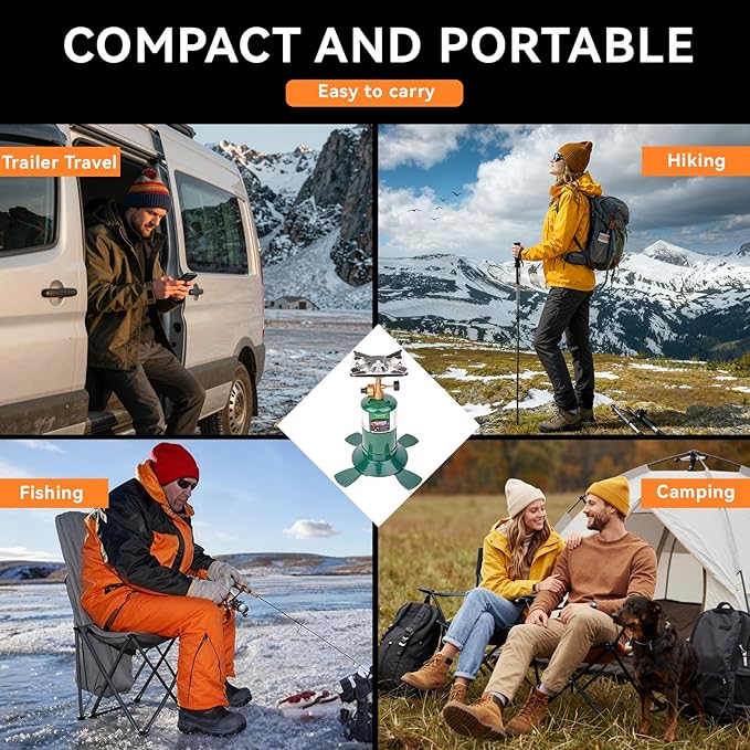 KOMAN Camping Propane Stove,Portable Camping Stove, Backpacking Stove Propane Camping Stove,10000BTU Single Burner Propane Stove for Outdoor Cooking,Fuel by 16 Oz Propane Cylinder (Fuel not Included)