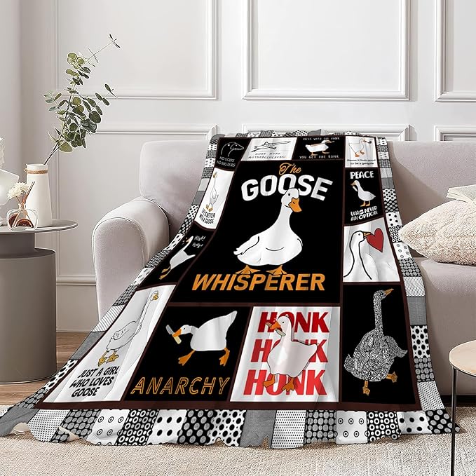 Funny Goose Soft Cozy Cute Plush Throw Blanket - Warm Lightweight Flannel Fleece Bedding - Goose Stuff Animal Decor - Gifts for Lovers, Girls, Kids, Adults, Women - 40"x50"