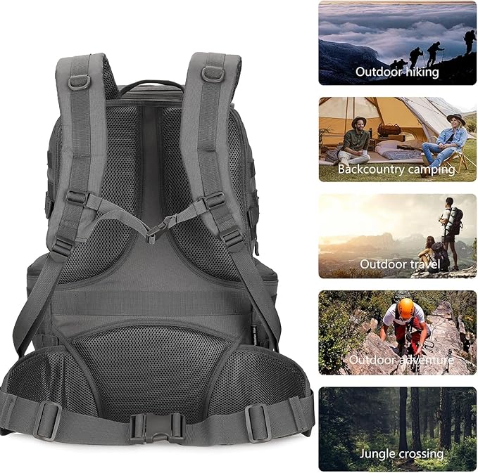 50L Military Tactical Backpack 3 Day Assault Pack Molle Daypack Hiking Backpack for Men and Women