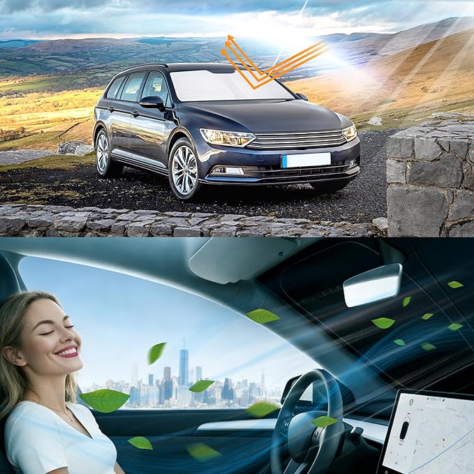Windshield Sun Shade Accessories Compatible with 2012 2013 2014-2022 VW Passat for Volkswagen Foldable Sunshade Sun Visor Blocks UV