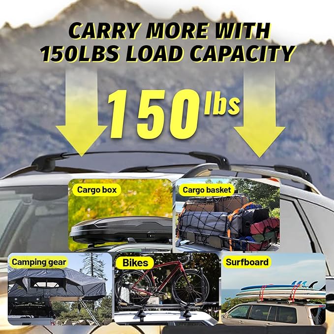 Car Roof Rack Cross Bars Compatible with 2014-2025 Subaru Forester (Fit for Raised Side Rails), Aluminum Lockable Roof Cross Bars for Kayak Bike Rooftop Cargo Carrier Bag Basket Luggage