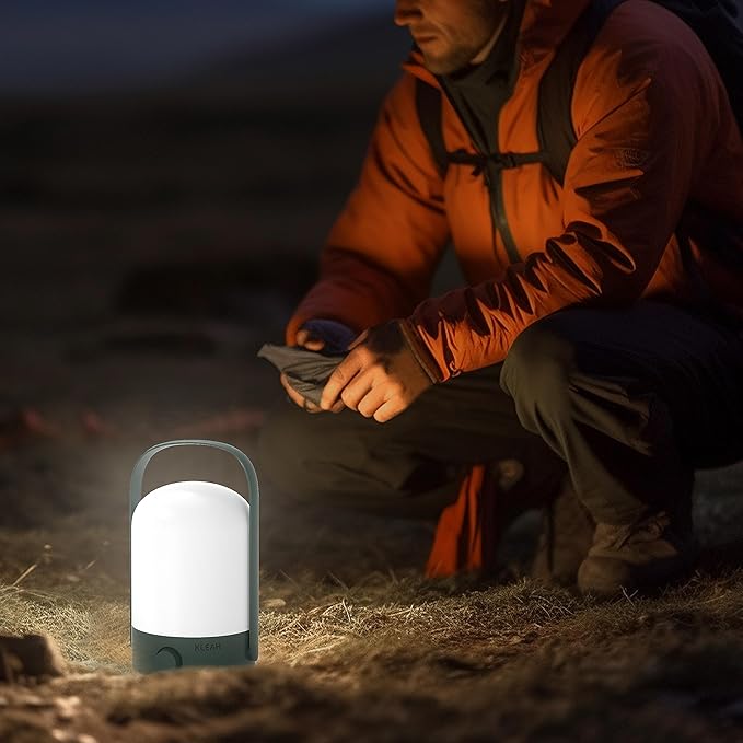 KLEAH Table Lamp Portable Cordless Lantern, 360° Portable Handle, Stepless Dimmer, Powerful Long-Lasting 50hrs, Rechargeable LED Lantern for Camping Bedroom Party, Green