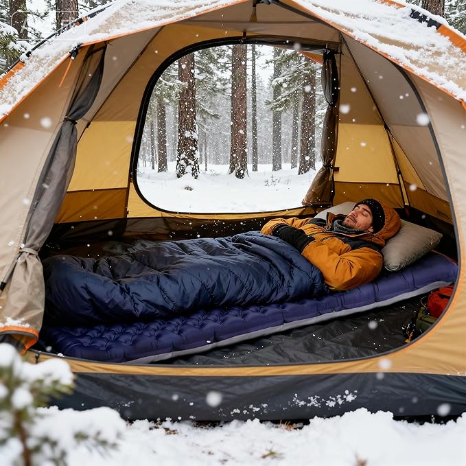 TOBTOS Camping Sleeping Pad with 9.0 R-Value, 4" Thick Inflatable Camping Mattress for All Season, Compact Insulated Sleeping Mat for Backpacking & Hiking (Rectangular)