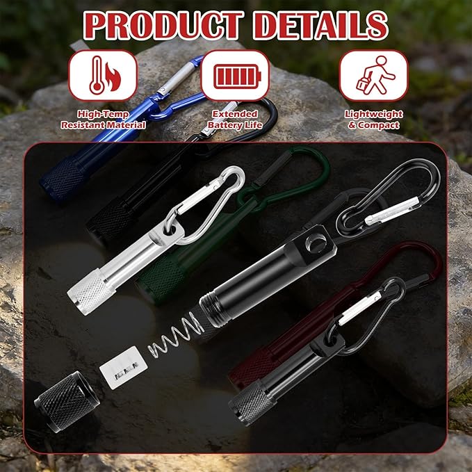 102Pcs Mini Keychain Flashlights Bulk with Metal Carabiner - Ultra-Bright LED Emergency Lights for Camping Cycling, Survival Kits (102)