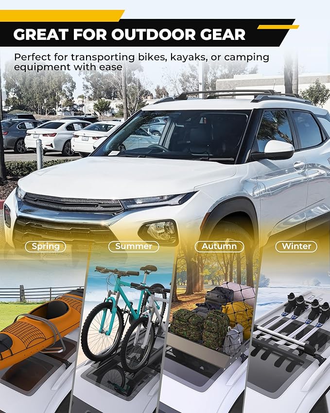 265LBS Lockable Cross Bars Roof Rack Fit for Chevrolet Chevy Trailblazer 2021-2026 Aluminum Crossbars Cargo Bar Luggage Baggage Carrier Rooftop Accessories, for Storage Bag Kayak Canoe Bike